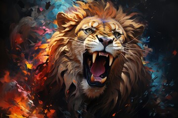 art image of a lion