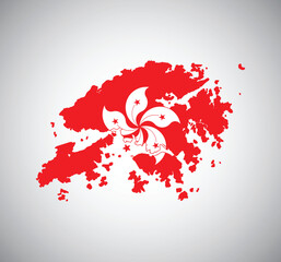 Hong Kong flag map vector design