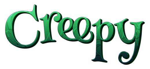 Green creepy word with pumpkins. Halloween theme. Isolated on transparent background. This is a part of a set which includes alphabet letters, numbers, and symbols