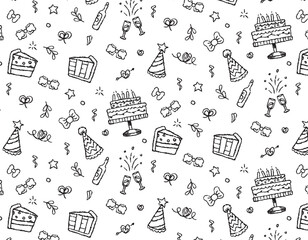 Pattern line theme birthday and party, holiday accessories on a transparent background. Print for design of packaging, paper, textiles. Seamless pattern