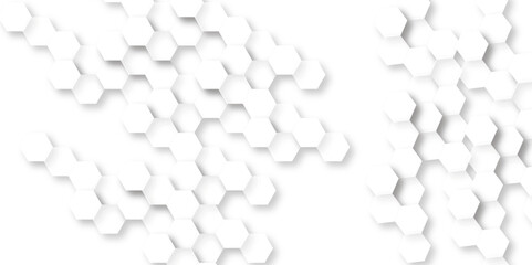 White abstract hexagon wallpaper or background. Futuristic abstract honeycomb mosaic white background. Seamless cell background. Abstract honeycomb background.
