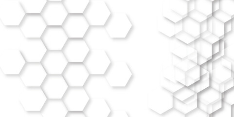 White abstract hexagon wallpaper or background. Futuristic abstract honeycomb mosaic white background. Seamless cell background. Abstract honeycomb background. - obrazy, fototapety, plakaty