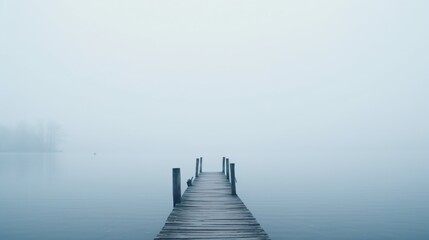 Foggy Lake with Pier