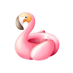 pink flamingo rubber ring watercolor isolated illustration © Atamun