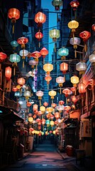 Chinese lanterns hanging in the streets