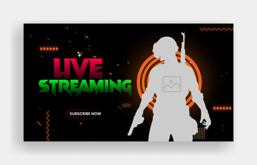 Youtube thumbnail for live gaming and game review thumbnail template and web banner design 