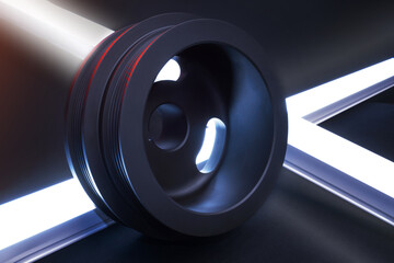 a new pulley for a car on an engine made on a multi-manual CNC machine