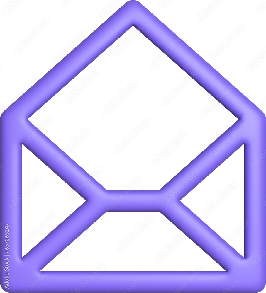 Aufkleber 3d rendering envelope mail icon. illustration with shadow isolated on white.