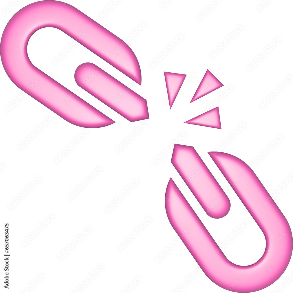 Aufkleber 3d rendering broken chain icon. illustration with shadow isolated on white.