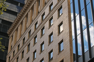 An abstract image of a building with windows