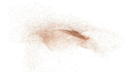 3D rendering of scattered sand granules or fine dirt on transparent background
