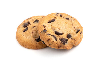 Chocolate chip cookie isolated on white background