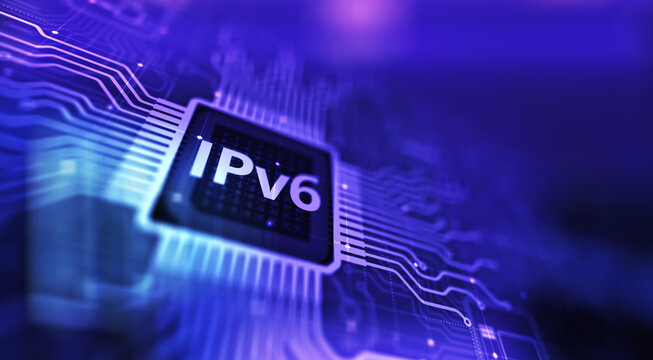 Ipv6 network protocol standard internet communication concept on virtual screen.