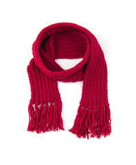 Red warm scarf on a white background