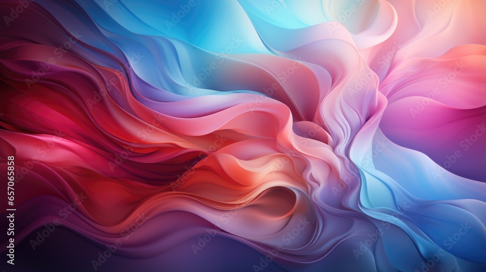 Poster abstract fluid 3d render holographic iridescent neon curved wave in motion background design element