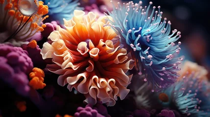 Poster Coral reef underwater abstract background marine ecosystem underwater sea view © ArtStockVault