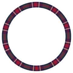 Obraz premium Round frame vintage pattern design template. Circle border designs plaid fabric texture. Scottish tartan background for collage art, gif card, handmade crafts.