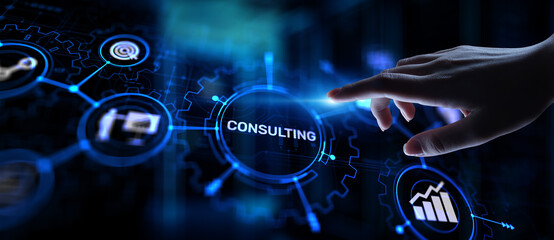 Business consulting concept on the virtual screen.
