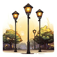Radiant street lamps light up the avenue