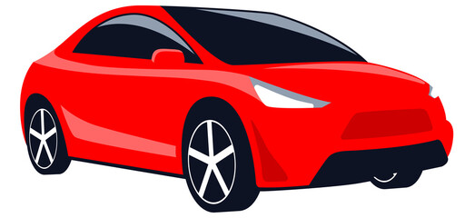 Car protection, body care. Red modern car isolated on a white background.  illustration.