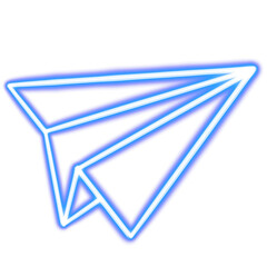 paper airplane glowing desktop icon, message neon sticker, neon figure, glowing figure, neon geometrical figures 