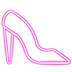 shoe glowing desktop icon, lady shoe neon sticker, neon figure, glowing figure, neon geometrical figures 