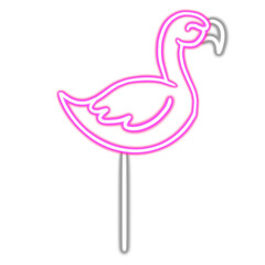 pink flamingo glowing desktop icon, pink flamingo neon sticker, neon figure, glowing figure, neon geometrical figures 