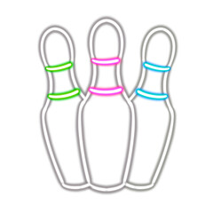 bowling pins glowing desktop icon png, bowling neon sticker, neon figure, glowing figure, neon geometrical figures 