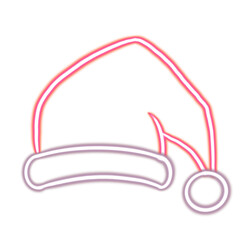Christmas hat PNG glowing desktop icon, red santa hat neon sticker, neon figure, glowing figure, neon geometrical figures 