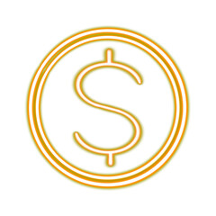 Neon Dollar PNG glowing desktop icon, neon sticker, neon figure, glowing figure, neon geometrical figures 