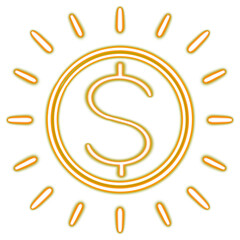 Neon Dollar PNG glowing desktop icon, neon sticker, neon figure, glowing figure, neon geometrical figures 