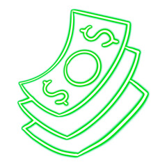 banknote dollars sign symbol PNG glowing desktop icon, neon sticker, money sign symbol neon figure, glowing figure, neon geometrical figures 