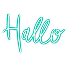 Neon Sign Hello. glowing desktop icon, neon sticker, neon figure, glowing figure, neon geometrical figures 