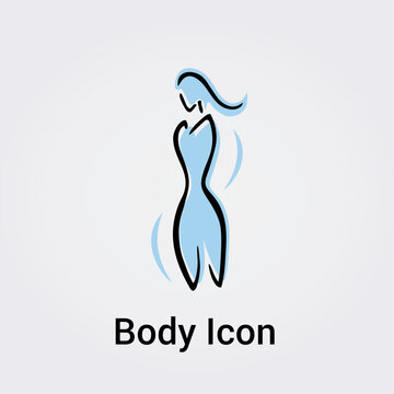 Femme Corps Silhouette isolée Icône Illustration graphique Symbole Nature, Sports et Fitness, Logo pour entreprise Couleurs