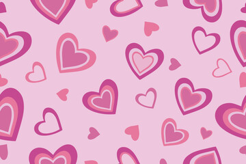 Modern abstract background with pink hearts. Vector illustration on a pink background