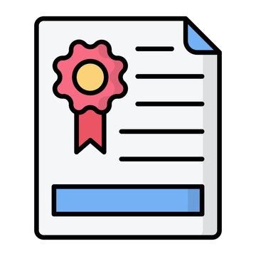certificate document with red award badge clip art preview