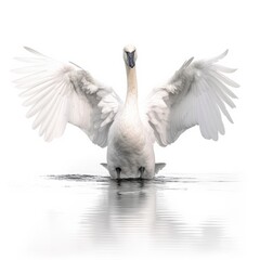 Trumpeter swan bird isolated on white background. - obrazy, fototapety, plakaty