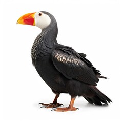 Fototapeta premium Tufted puffin bird isolated on white background.
