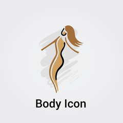 Femme Corps Silhouette isolée Icône Illustration graphique Symbole Nature, Sports et Fitness, Logo pour entreprise Couleurs