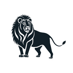lion vector silhouette on isolated white background