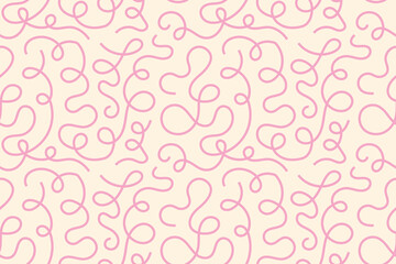 Naive cute squiggle seamless pattern. Creative abstract doodle style drawing print for children. trendy design with basic shapes. Creative minimalist style art symbol collection of scribbles