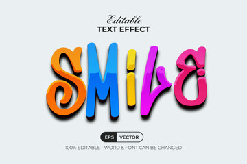 Smile Text Effect Colorful Style. Editable Text Effect Vector.