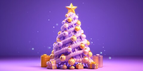Christmas sparkling bright tree. Merry Christmas and Happy new year. Realistic 3d design of...