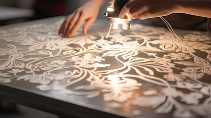 Naklejka premium Wood, plastic panels, high-precision CNC laser cutting, high-speed cutting, laser welding, laser cutting technology, laser welding.