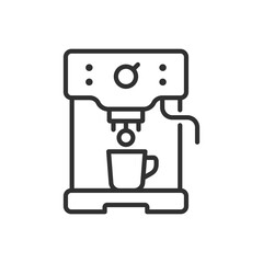 Coffee machine, linear icon. Line with editable stroke
