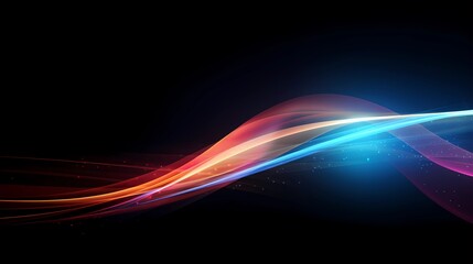 Illustration of high speed light effect on black background, Colorful light trails, abstract light wave, Generative AI