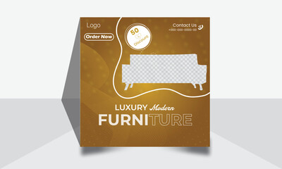 Furniture social media post design. Flat web banner vector design. Post design layout with modern design. Unique clean advertising design. 