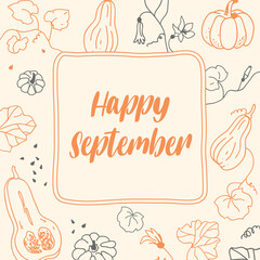 Vector banner autumn with pumpkins September template calendar