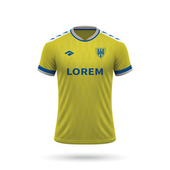 3d realistic soccer jersey in Cadiz style, shirt template for football kit 2023
