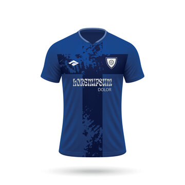 3d realistic soccer jersey in Getafe style, shirt template for football kit 2023